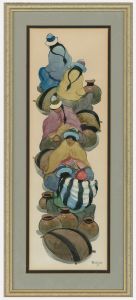 Re Valde - Framed Contemporary Watercolour, Peruvian Figures