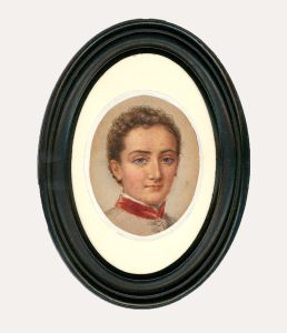 Framed 19th Century Miniature Watercolour - Boy with Blue Eyes