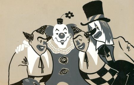 Joyce Hargreaves - 20th Century Gouache, An Alley of Clowns
