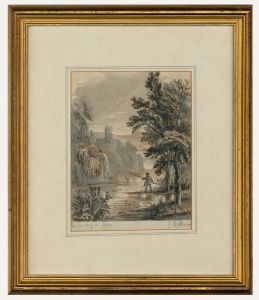 G. Wilkins Early 19th Century Graphite and Ink Drawing, The Banks of the River