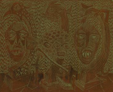 Karel Lek (1929-2020) - Mid 20th Century Linoprint, Faces of the Sea