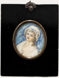 19th Century Watercolour - Lady in a Bonnet