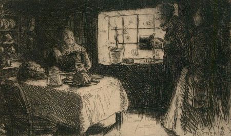Herbert Cutner (1881-1969) - Early 20th Century Etching, Visitors