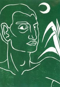 Isabelle Mulvany - 2023 Linoprint, Green Moon