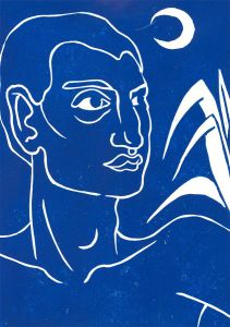 Isabelle Mulvany - 2023 Linoprint, Blue Moon