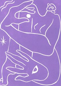 Isabelle Mulvany - 2023 Linoprint, Hold the Moon (Purple)