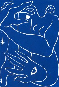 Isabelle Mulvany - 2023 Linoprint, Hold the Moon (Blue)