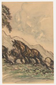 Anton Lock (1893-1970) - Mid 20th Century Watercolour, Timber Hauling