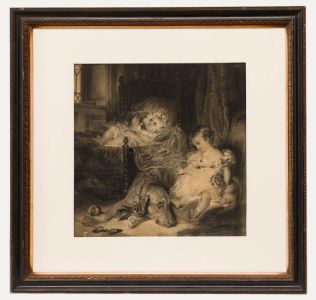 Miss Greenway - 19th Century Charcoal Drawing, Portraits of a Friend's Children