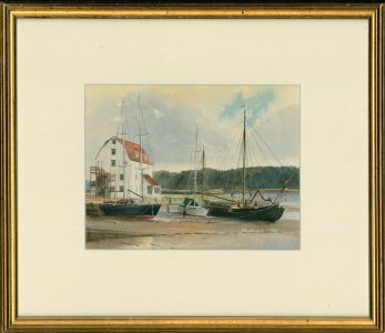 Arthur King - Framed 20th Century Watercolour, Boats at Woodbridge