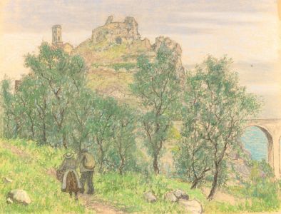 Charles Joshua Kelsey (1871-1960) - 1937 Pastel, The Ruined Fort