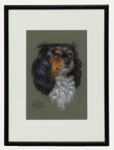 M. Joyce Davies - Mid 20th Century Pastel, Portrait of a Cavalier King Charles