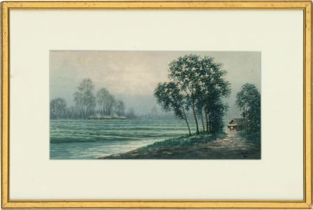 Framed Mid 20th Century Watercolour - The River at Low Light