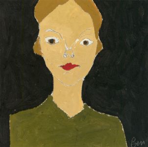 Ben Carrivick - Contemporary Oil, Woman in Green with Red Lips