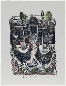 Sam Wilson - Contemporary Linoprint, Hen House