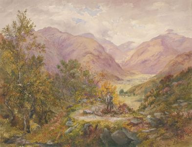 L. Drayton - 19th Century Watercolour, Shepherd & His Sheep