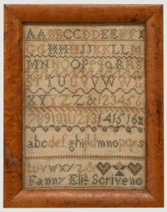 Fanny Soriveno - Framed 19th Century Embroidery, Victorian Needlework Sampler