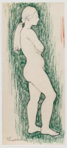 E.P. Clapholt - Mid 20th Century Pastel, Nude in Green