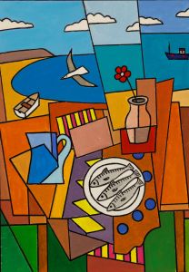 Tim Treagust (b.1958) - Contemporary Acrylic, Still Life with Bay View
