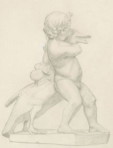 Lorna Bing (1897-1993) - 1920 Graphite Drawing, Boy Playing with a Goose