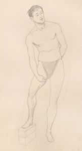 Lorna Bing (1897-1993) - 1920 Graphite Drawing, Standing Male Nude