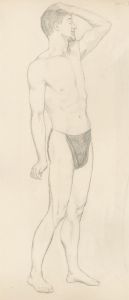 Lorna Bing (1897-1993) - 1920 Graphite Drawing, Standing Male Nude