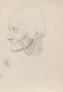 William Kerry - Early 20th Century Graphite Drawing, Voltaire by Houdon
