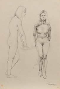 E.P. Clapholt - 1971 Graphite Drawing, Nude Studies
