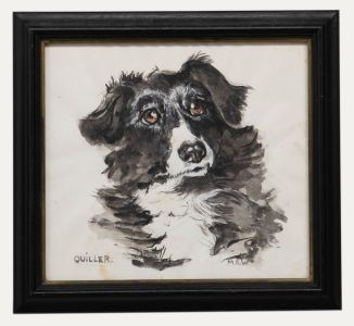 M.A.W - Framed 20th Century Watercolour, Quiller the Border Collie