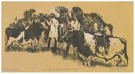 Percy Drake-Brookshaw (1907-1993) - 1984 Woodcut, Camelford Agricultural Show