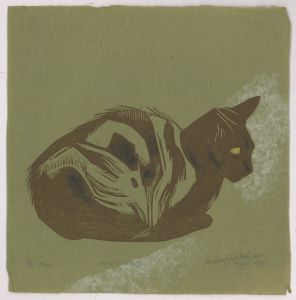 Percy Drake-Brookshaw (1907-1993) - 1971 Woodcut, Nine Lives 7