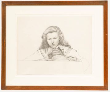 William Henry Ladd - Framed Early 20th Century Graphite Drawing, Studying