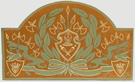 William Henry Ladd - Early 20th Century Watercolour, Armoury Crest Panel Design