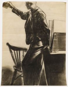 Film Noir c.1940 Charcoal Drawing - Observation