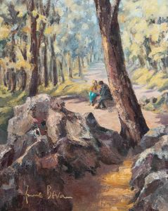June Bevan (b.1927) - 20th Century Oil, A Forest Near Sheffield