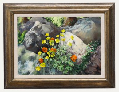 June Bevan (b.1927) - 20th Century Oil, Wild Poppies at Newby Hall