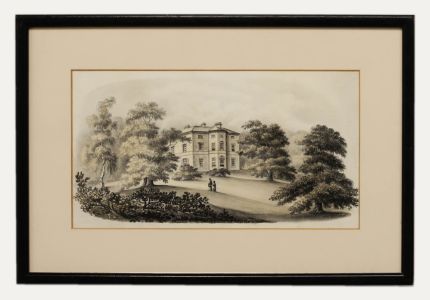 19th Century Watercolour - Stroll in the Manor Gardens