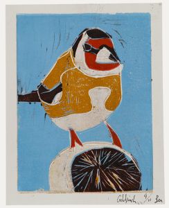 Ben Carrivick - Contemporary Linoprint, Goldfinch