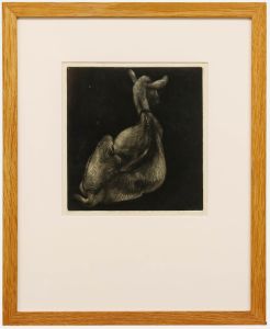 Framed Contemporary Aquatint - Mother Goat