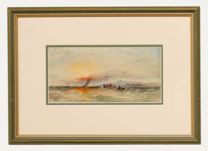 Frederick Tucker (1860-1935) - Watercolour, Rowing Into The Sunset