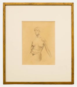 P. G. Blacker - 1961 Graphite Drawing, Half-length Study of the Female Body