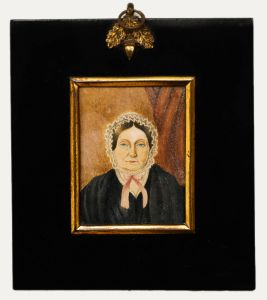 Miniature Late 19th Century Watercolour - Victorian Lady in a Lace Cap