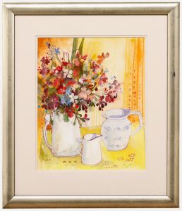 Nola Armstrong - 20th Century Watercolour, Jug of Wildflowers
