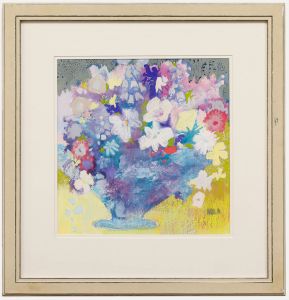 Nola Armstrong - 20th Century Pastel, Summer Flowers In Blue