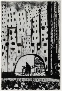 Charlotte Heister (1921-1998) - Mid 20th Century India Ink, The Big City
