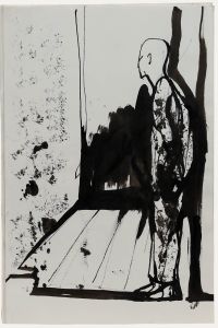 Charlotte Heister (1921-1998) - Mid 20th Century India Ink, Man, Standing