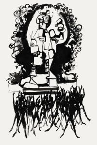 Charlotte Heister (1921-1998) - Mid 20th Century India Ink, Worship