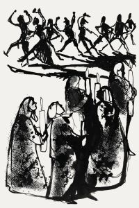 Charlotte Heister (1921-1998) - Mid 20th Century India Ink, Procession