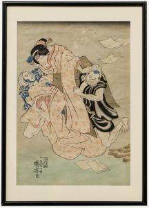 19th Century Japanese Woodblock - Discarded Lovers