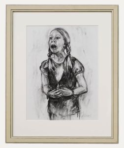Glo Williams (b.1940) - 20th Century Charcoal Drawing, Singing Girl